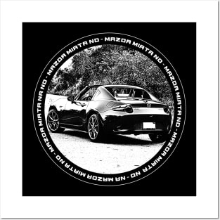 Mazda Miata MX-5 ND Black 'N White 4 (Black Version) Posters and Art